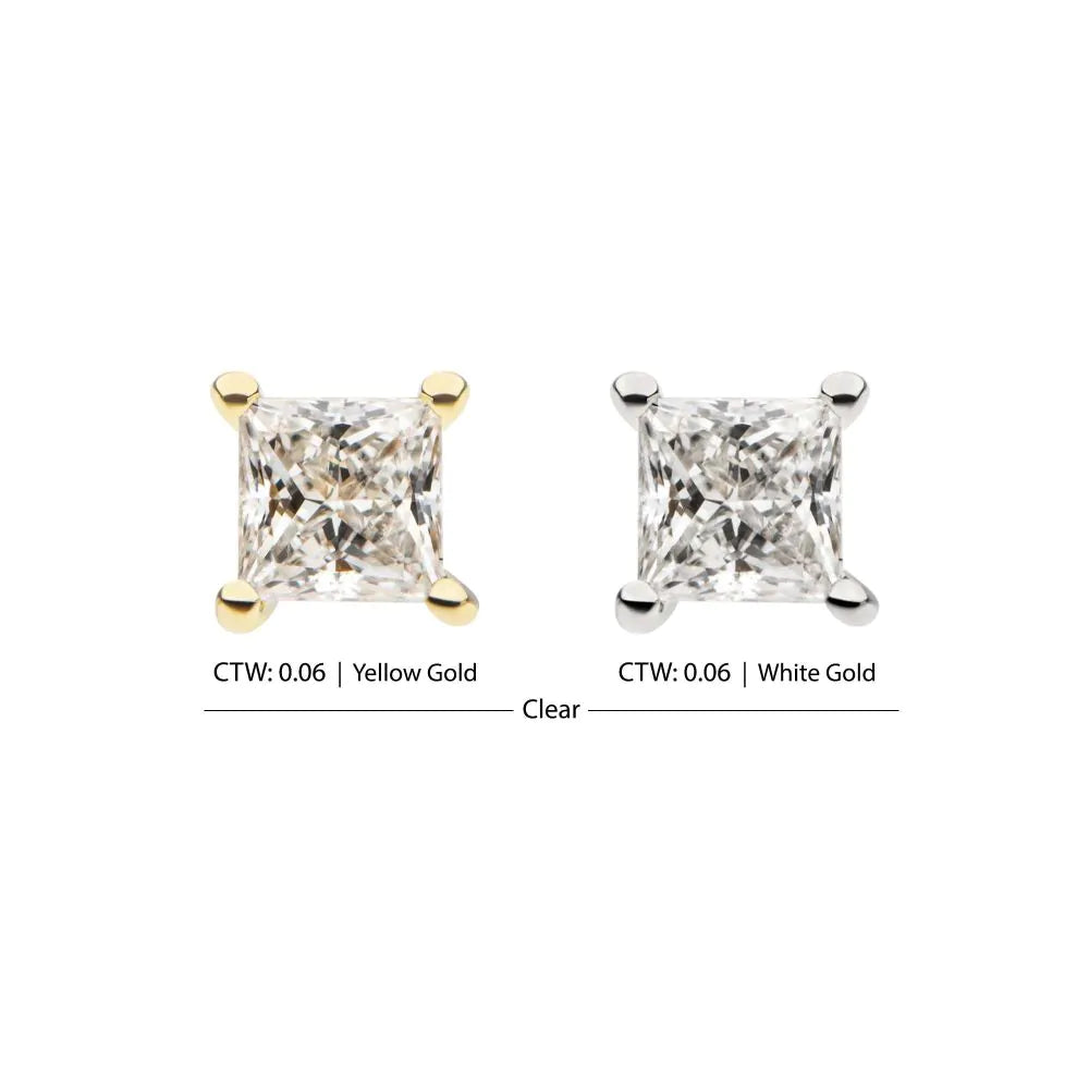 14Kt Gold 4 Prong Setting Princess Cut Clear Lab-Grown Diamond Threadless Top